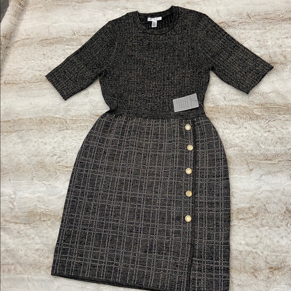 London Times Black and Silver Knit Top